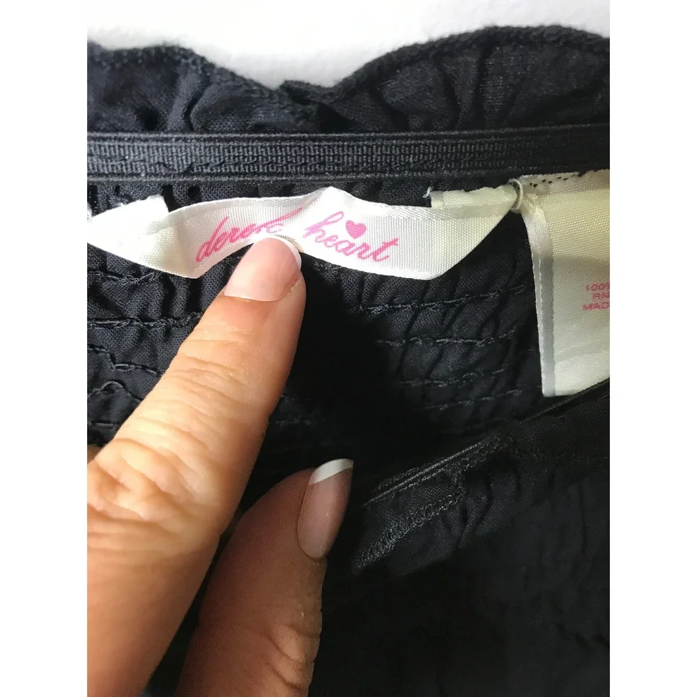 Derek Heart Womens Black Smocked Waist Ruffle Hem Cotton Mini Skirt XL NWT